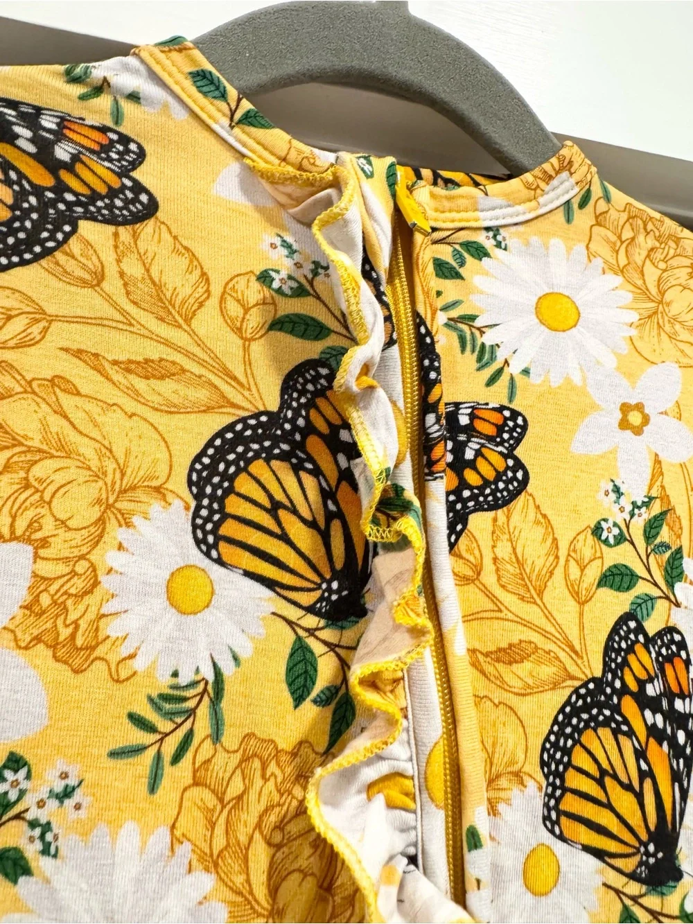 Bums & Roses Ruffle Footie Make Your Monarch 0-3M Butterfly Sunflower Floral